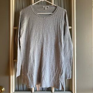 Chaus Gray & Silver Studded Long Sleeve Sweater